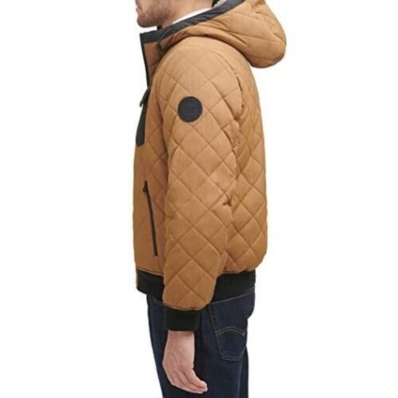 Levi's Men's Sz M Brown/Black Diamond Quilted Sherpa Lined Bomber Jacket - Picture 4 of 15